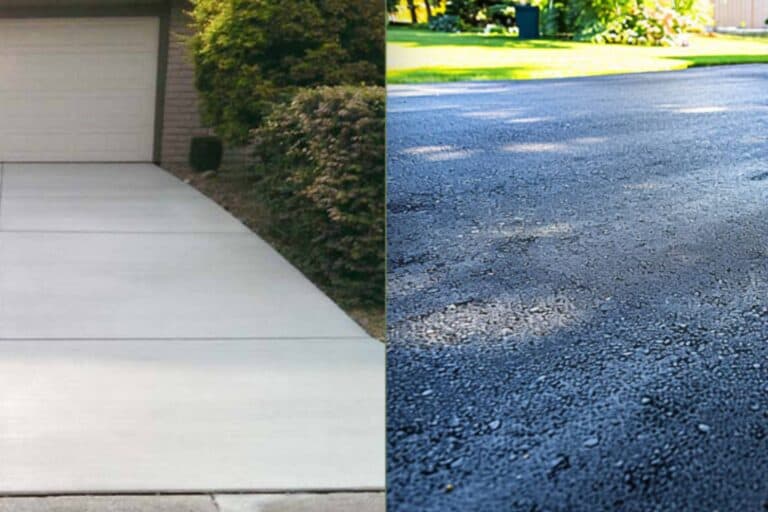 Concrete and Asphalt Driveways Side-by-Side Image